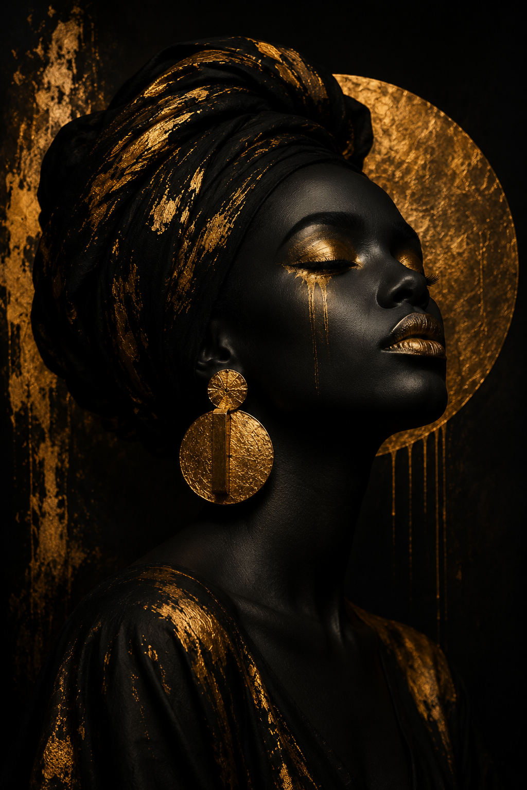 No.145.Velvet Noir II – Luxe Black & Gold Editorial Kunstprint