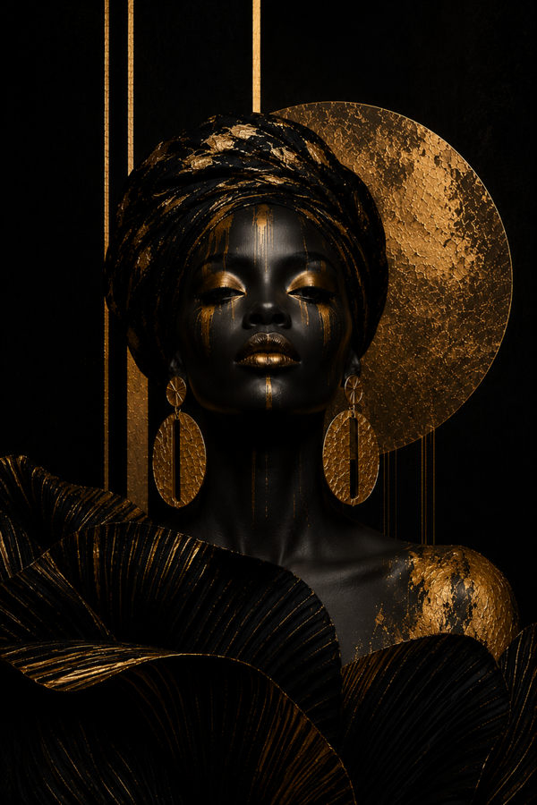 No.146.Golden Eclipse – Luxe Black & Gold Editorial Kunstprint
