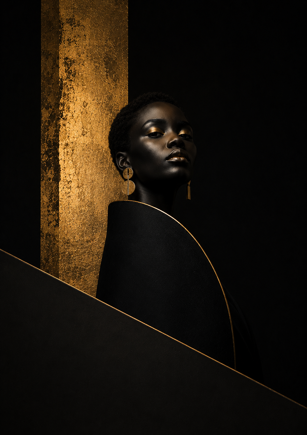 No.147.Golden Eclipse IV – Luxe Editorial Black & Gold Kunstprint
