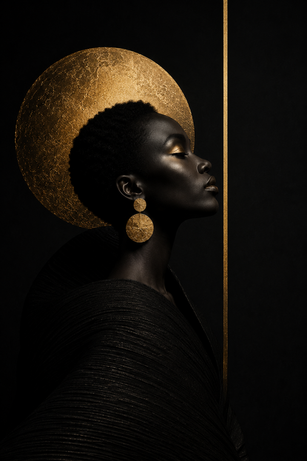 No.148.Golden Eclipse V – Luxe Minimalistische Black & Gold Kunstprint