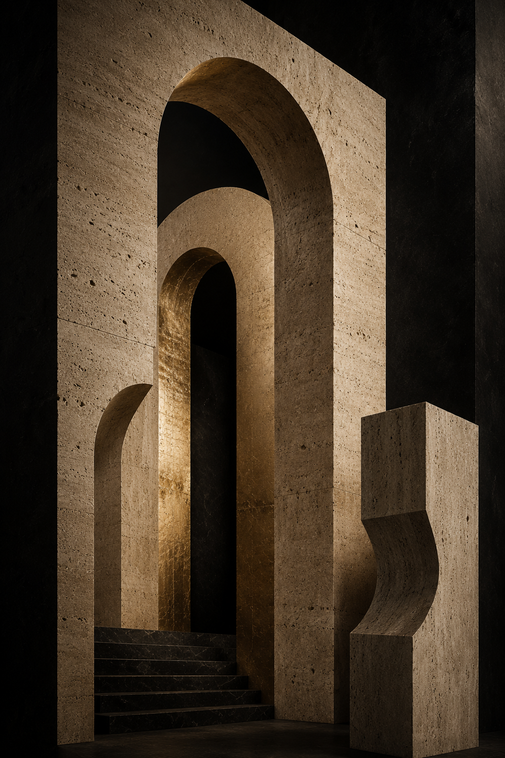 No.150.Monumental Travertine Arches – Luxe Architecturale Kunstprint