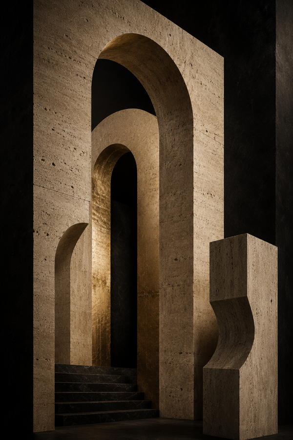 No.150.Monumental Travertine Arches – Luxe Architecturale Kunstprint