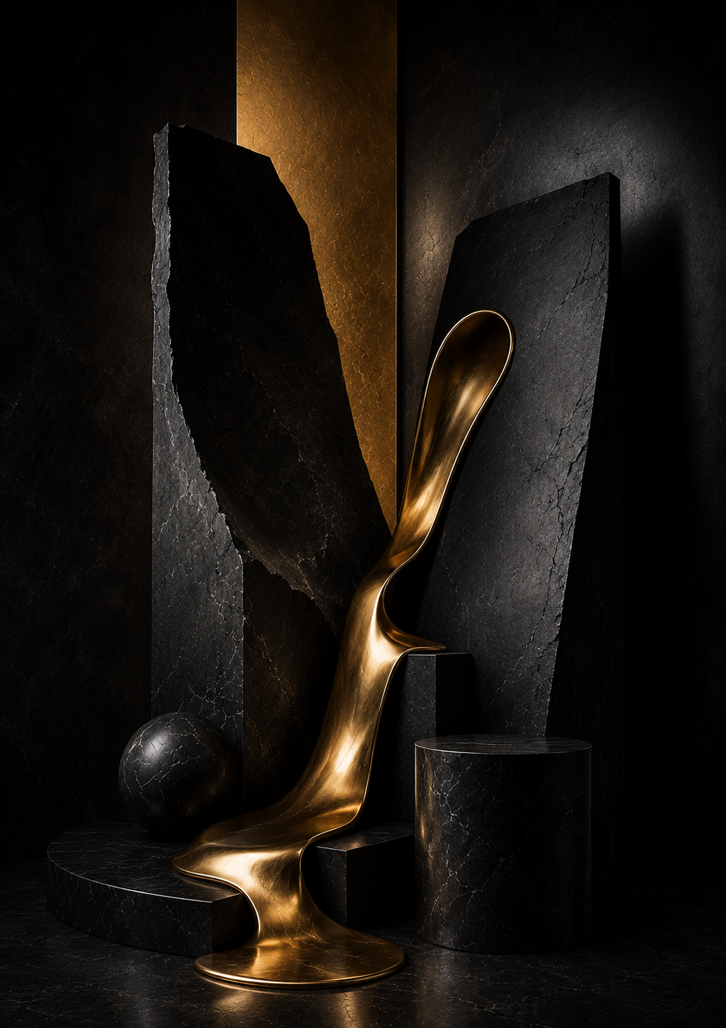 No.154.Liquid Monolith – Luxe Abstract Sculptural Art Print