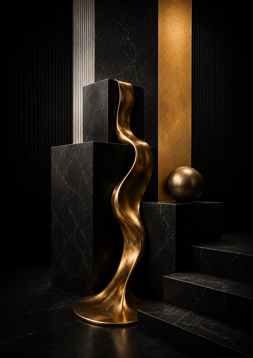 No.155.Liquid Monolith II – Luxe Abstract Geometric Art Print