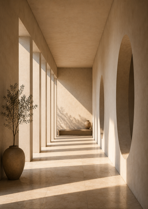 No.158.Sculptural Light Corridor – Luxe Architectural Minimal Art Print