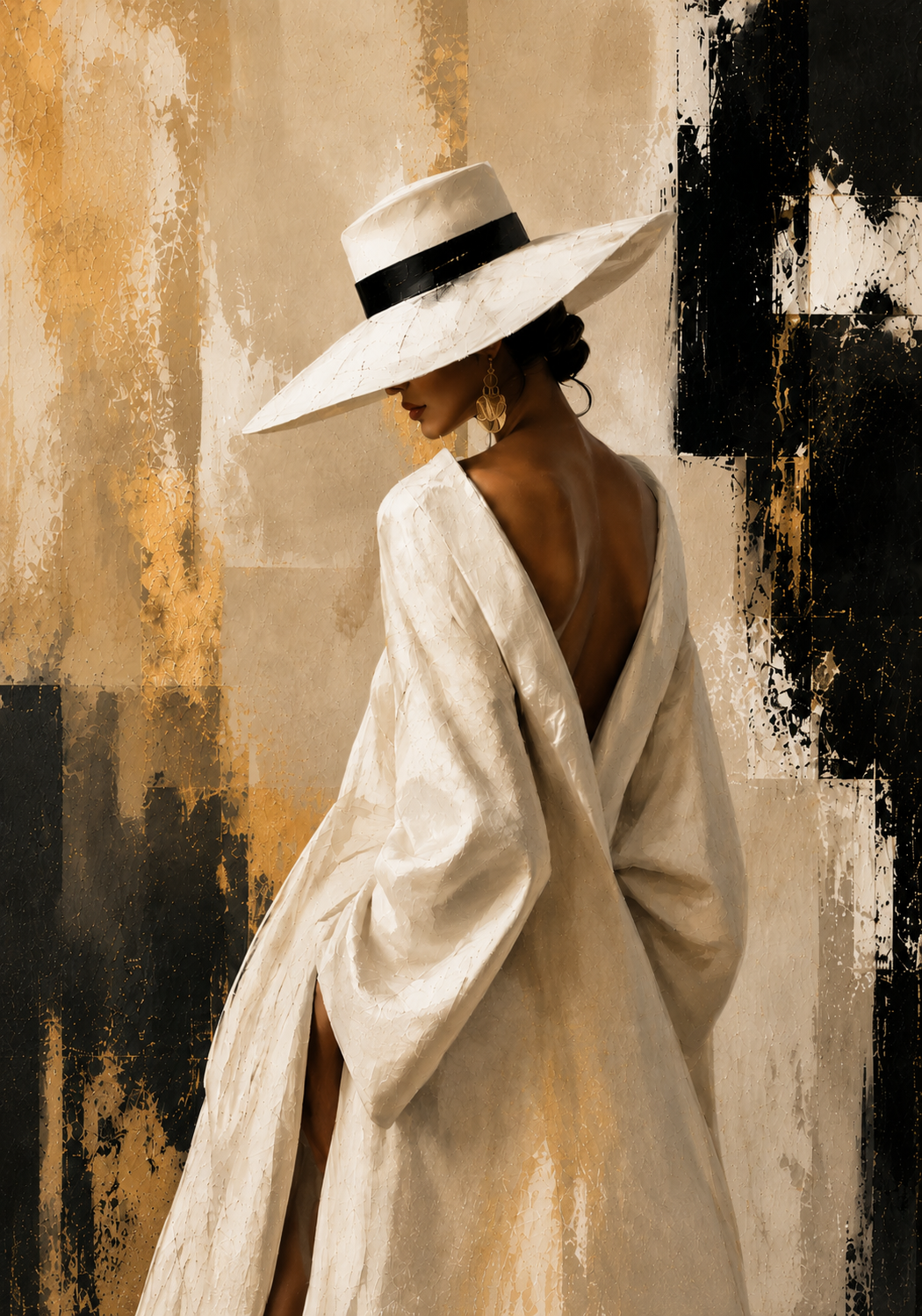No.159.Golden Silence – Luxe Abstract Fashion Canvas | 70x100 cm