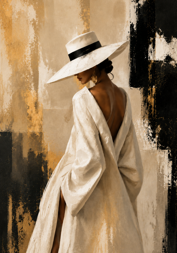 No.159.Golden Silence – Luxe Abstract Fashion Canvas | 70x100 cm