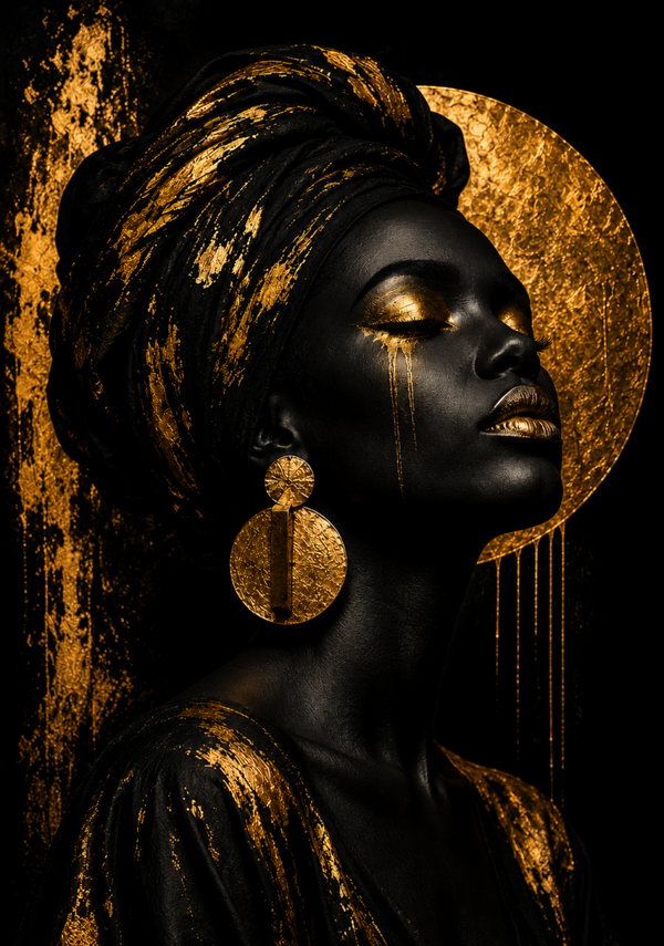 No.161.Midnight Aura – Luxe Black & Gold Canvas Art | 70x100 cm