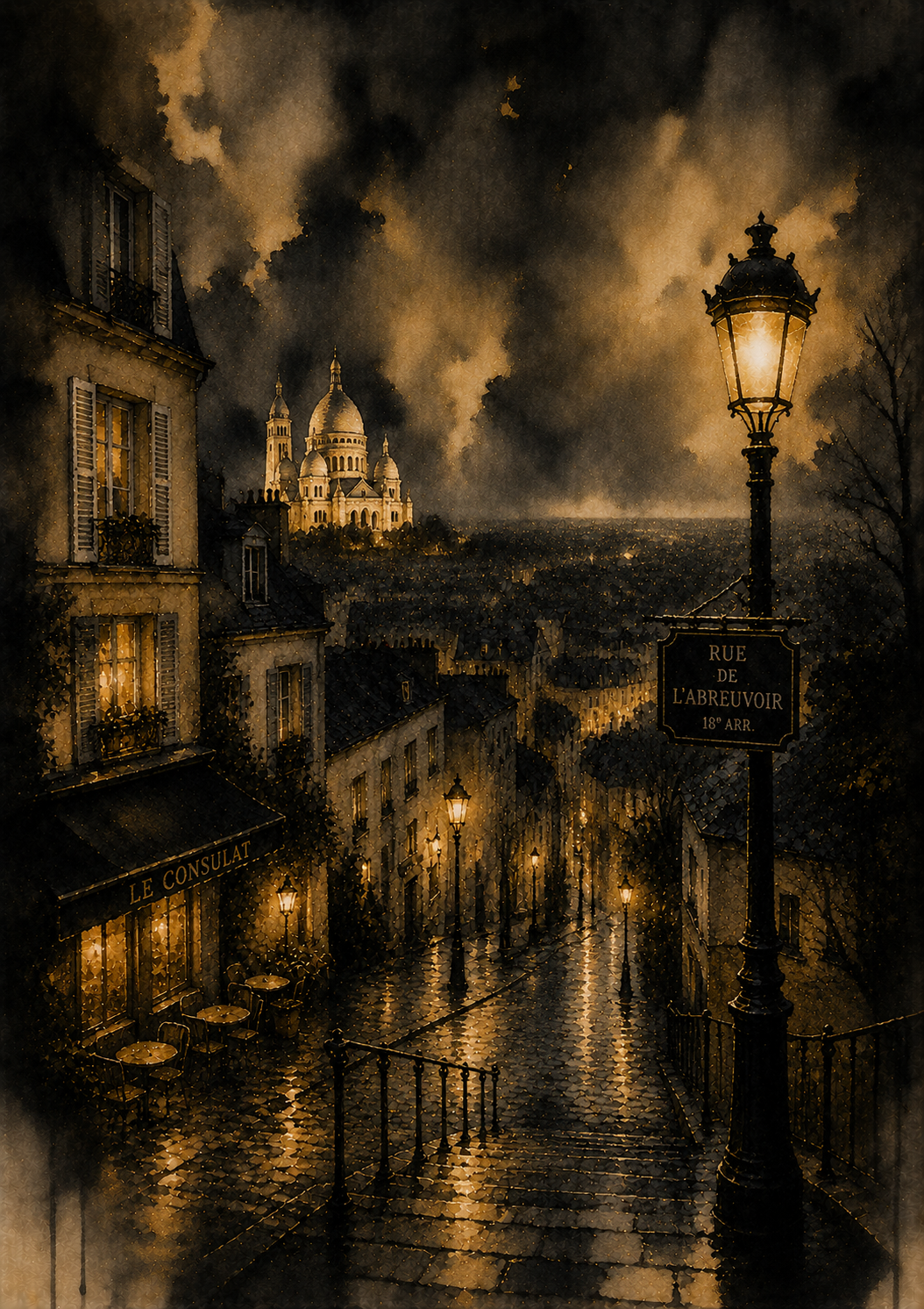 No.179.Paris Nocturne III – Luxe Montmartre Fine Art Print