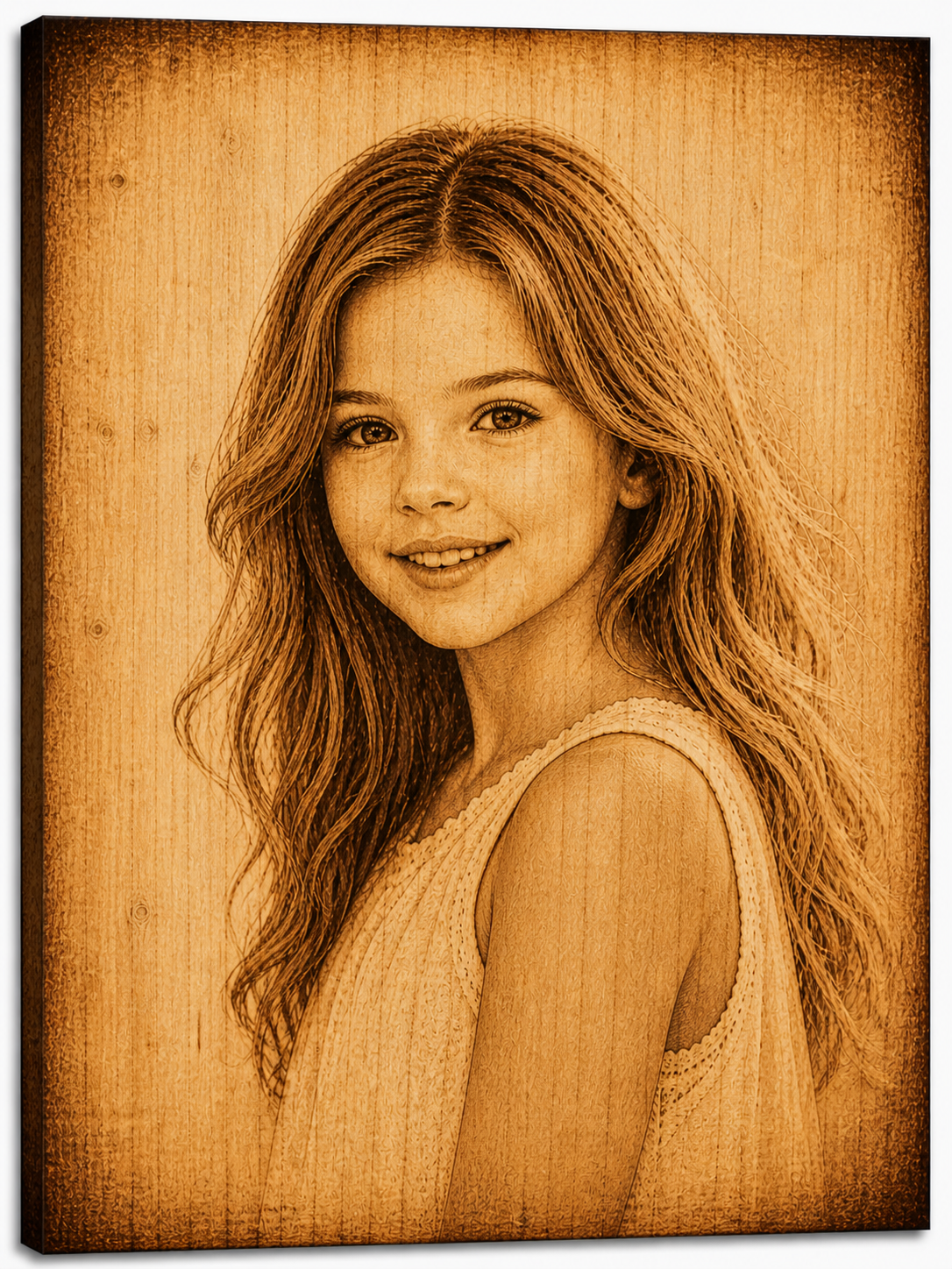 Gepersonaliseerd Canvas van Jouw Foto – Uniek Pyrografie Portret "van A3 tem A0"