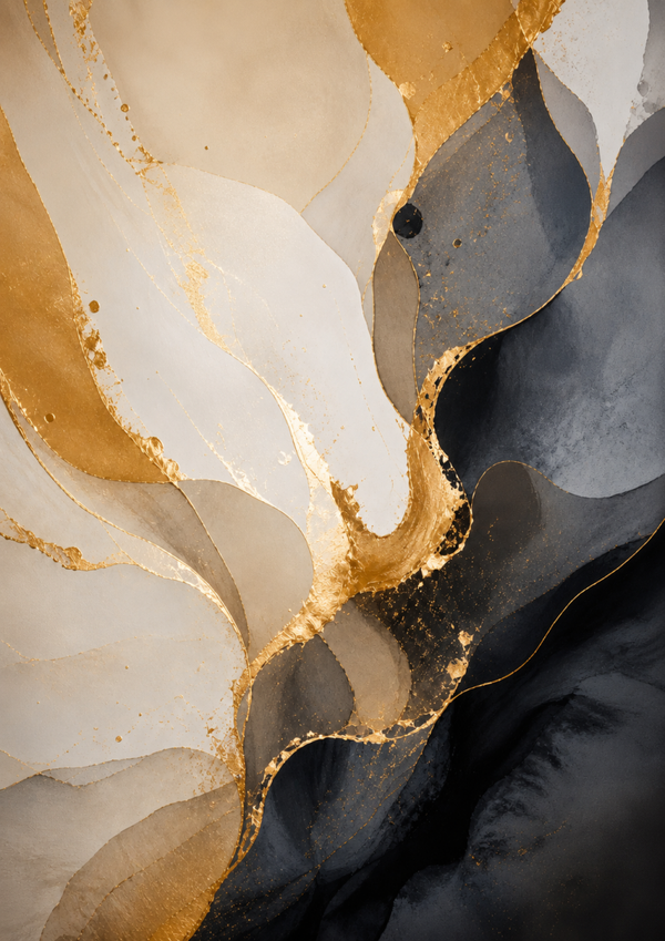 No.111. Luxury Abstract Gold & Black Wall Art Print