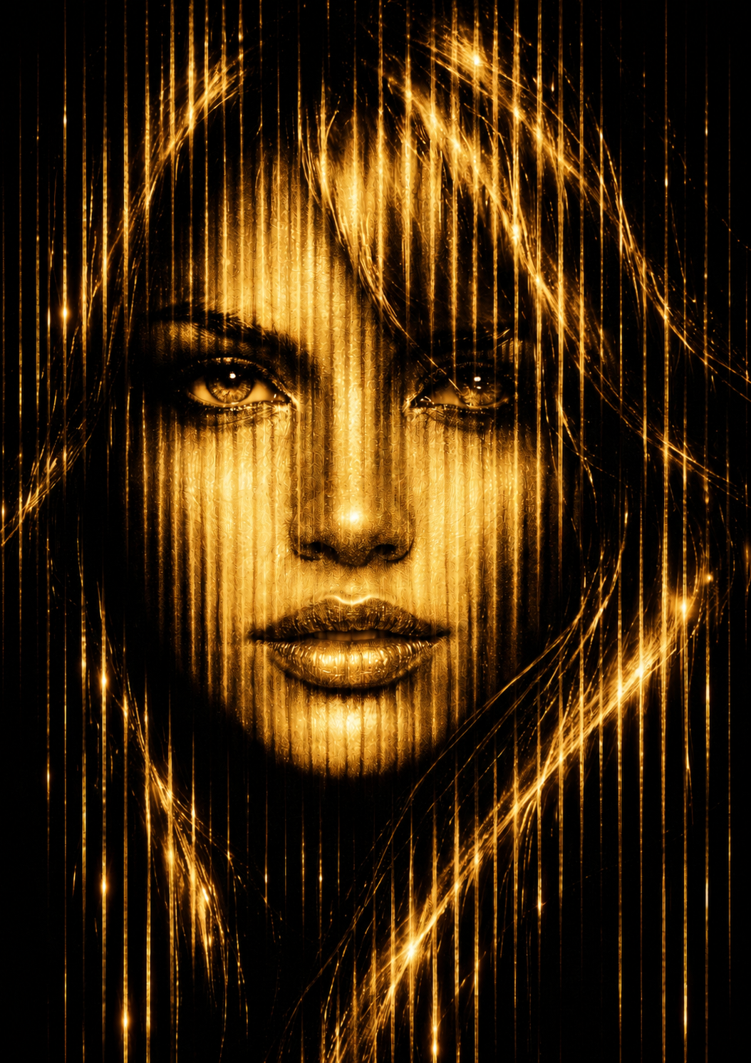 No.116.Luxury Gold Portrait| Modern Glam Wall Decor | Black & Gold Feminine