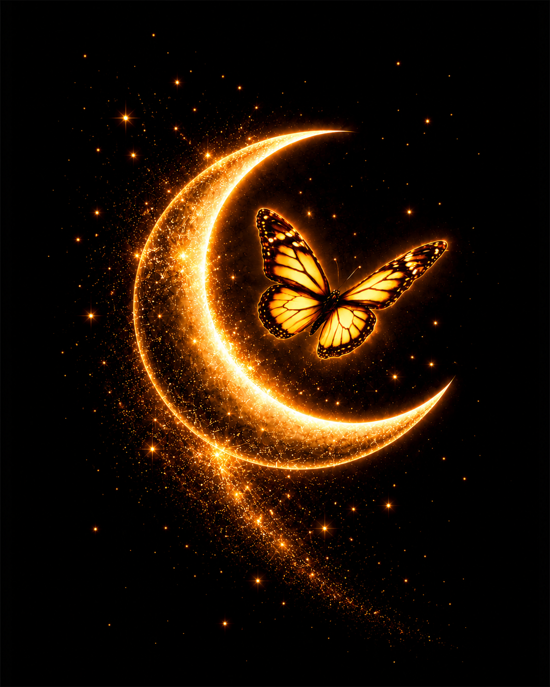 No.117.Golden Moon Butterfly Art Print