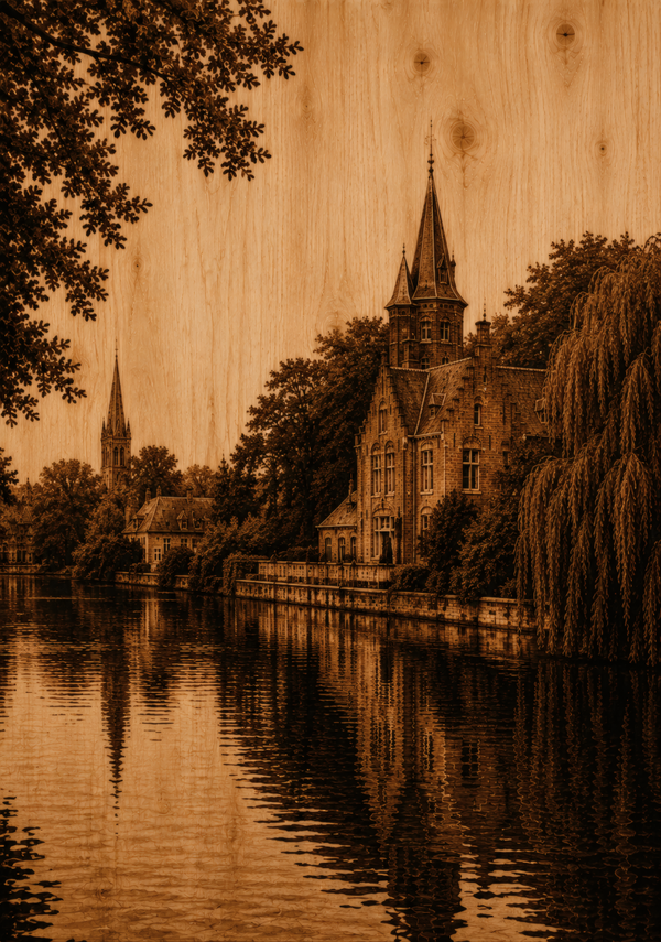 No.121.Minnewater Brugge Canvas - Pyrography stijl
