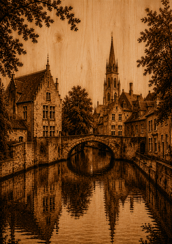 No.122.Brugge Bruggen Canvas – Pyrography Stijl