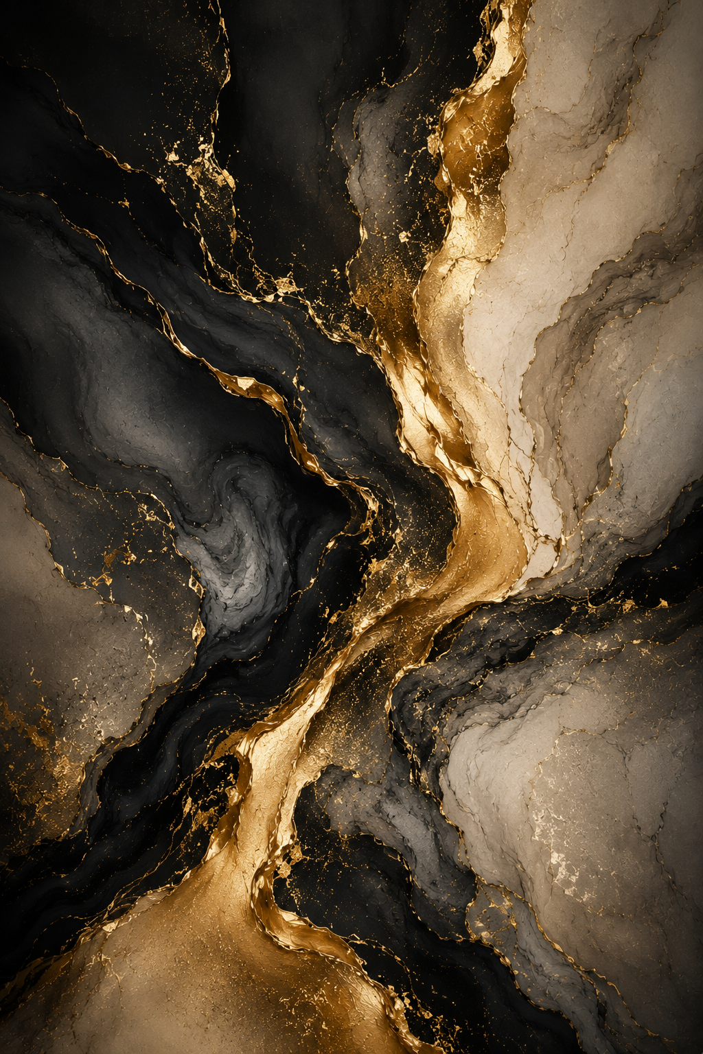 No.123.Luxe Abstract Canvas Zwart Goud