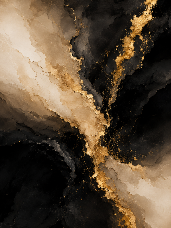 No.126.Luxe Abstract Canvas Zwart Goud – Liquid Gold Rift