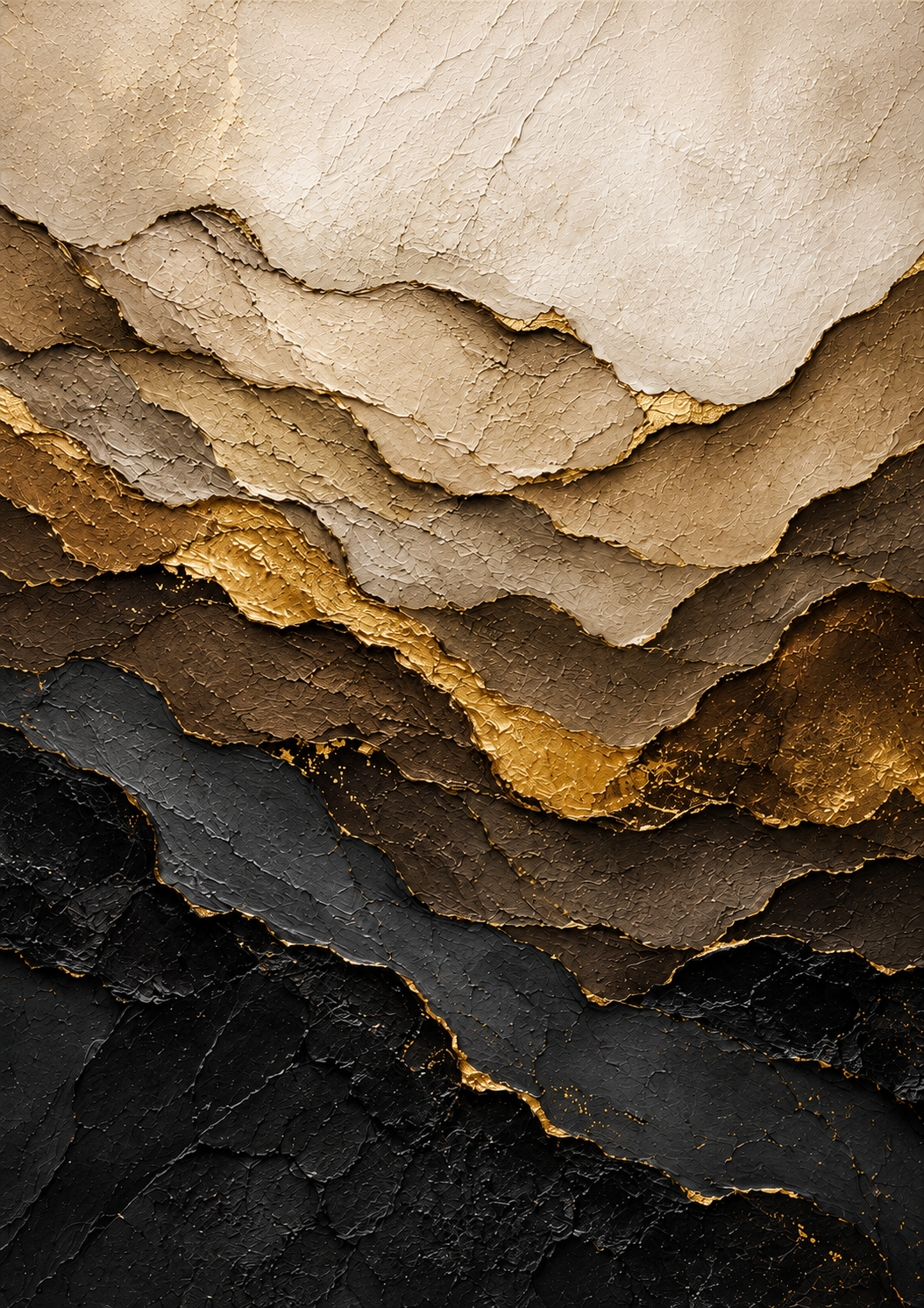 No.127.Sculpted Earth Layers – Luxe Abstract Canvas in Aardetinten