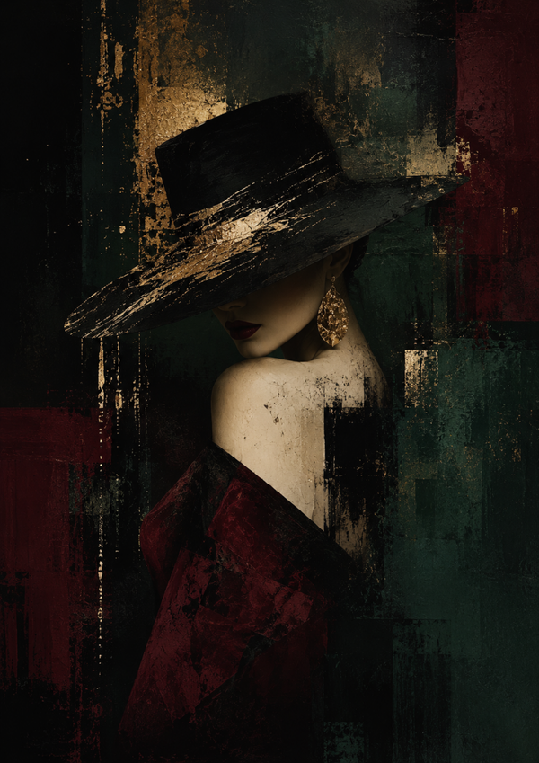 No.134.Midnight Muse – Luxe Donkere Editorial Fashion Kunstprint
