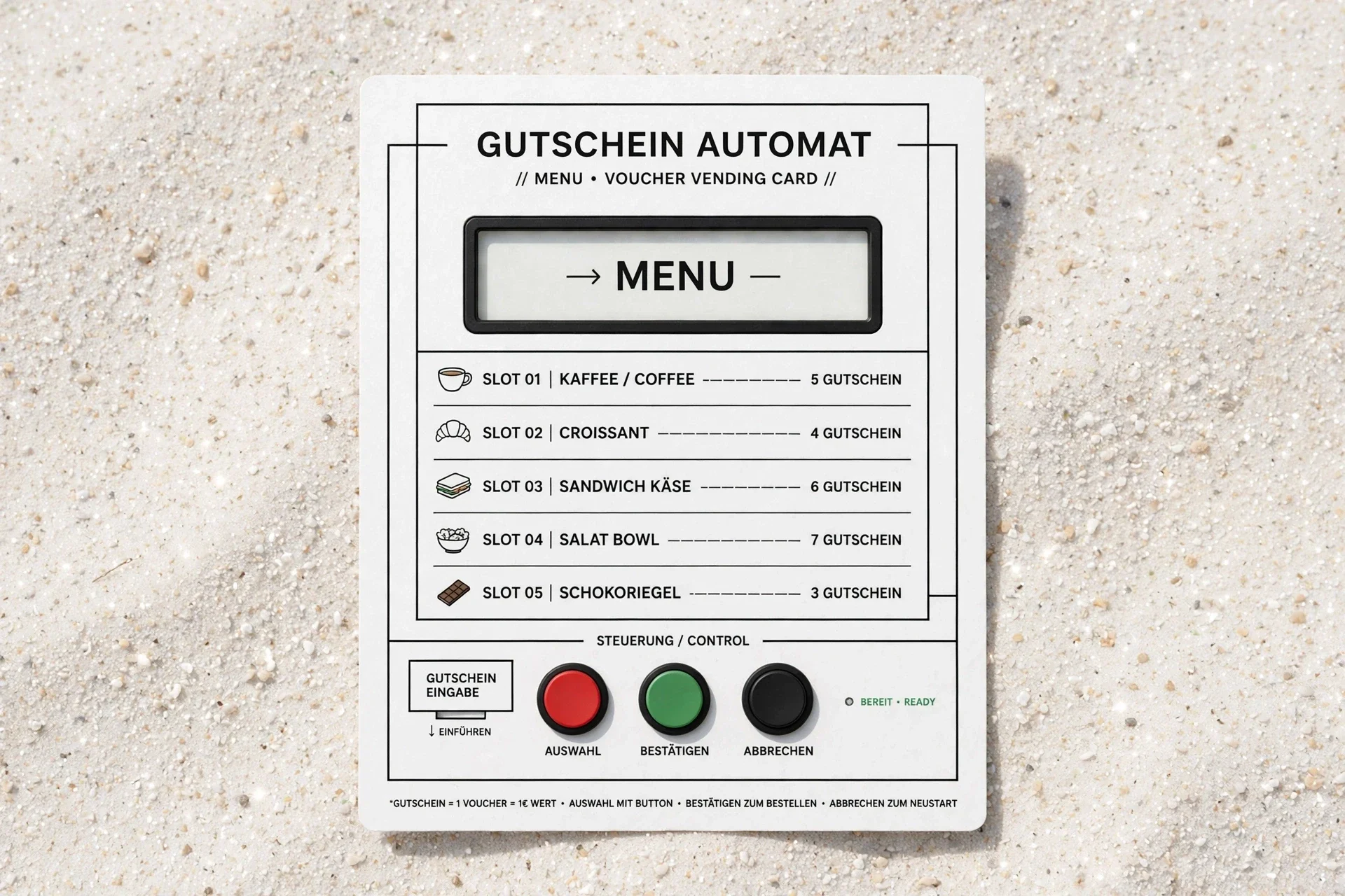 The litte Event - Menükarte Spielautomaten