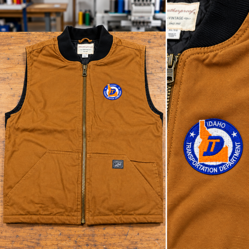 Idaho Transportation Department — custom embroidered work vest