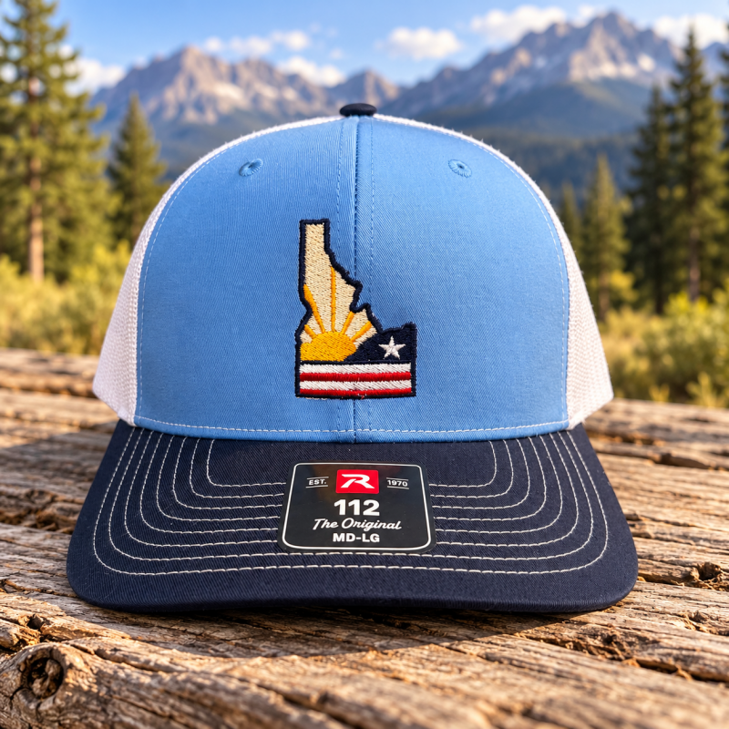 Original Idaho design — custom embroidery on a Richardson 112 hat