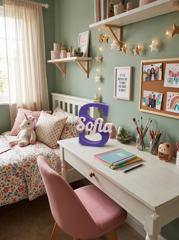 Personalised Freestanding Decorative Initial Letter and Name Sign