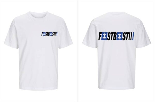 T-shirt feestbeest blauw Chris Bruijn