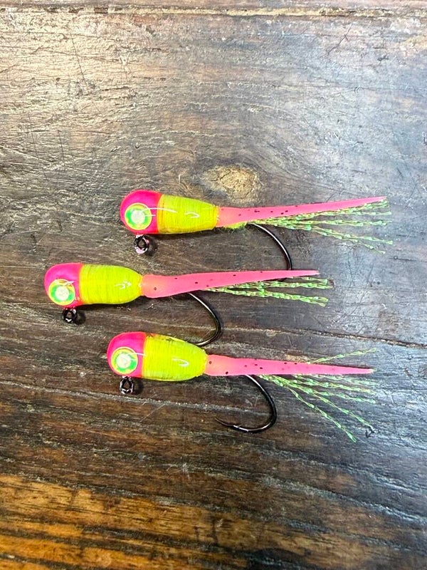 Pink and Chartreuse Glass Minnow