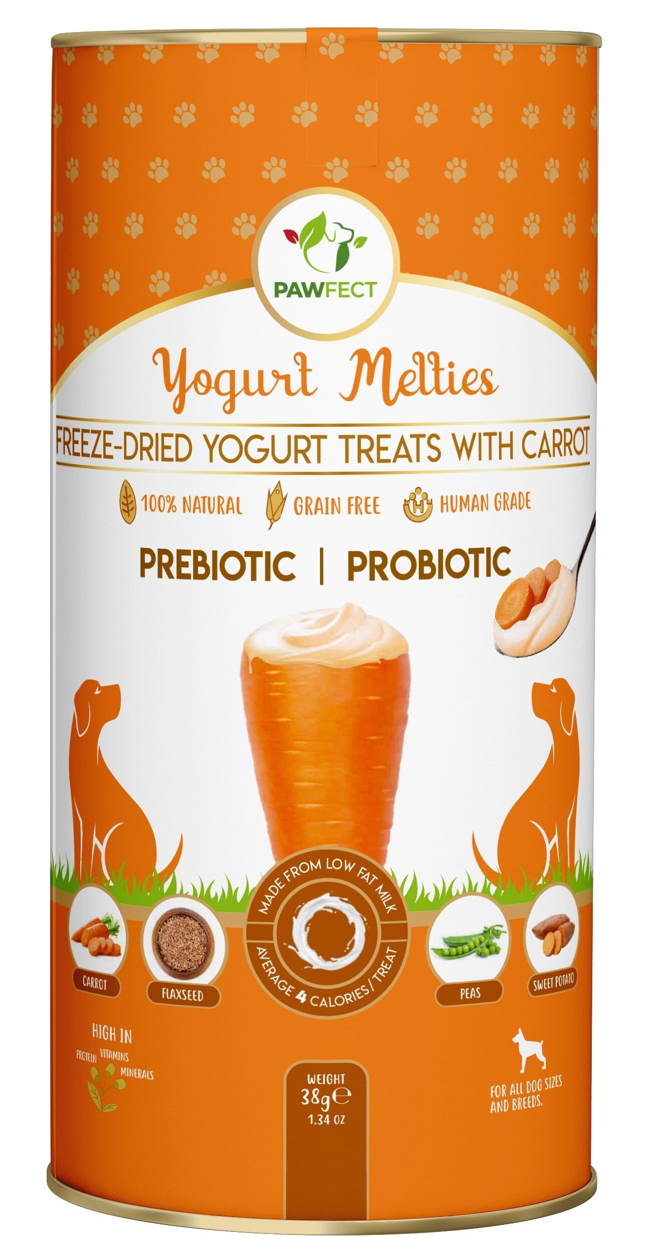 Freeze Dried Yoghurt hondensnack met Wortel 38 gr. - Pawfect