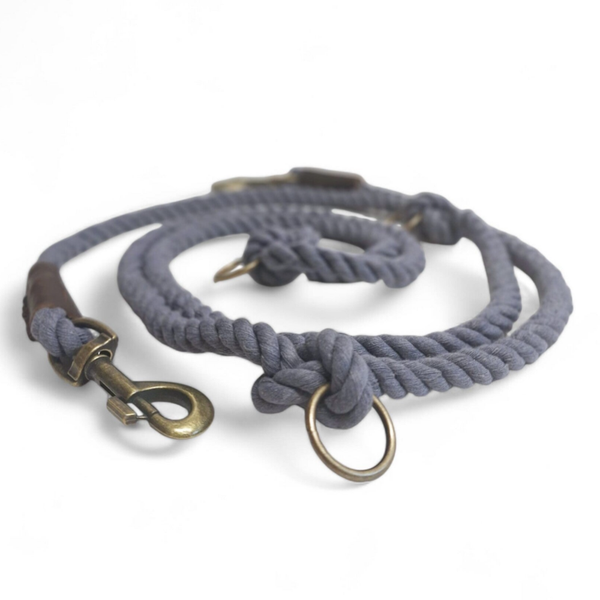 Twisted Cotton verstelbare hondenriem - Grijs - Cooper & Quint