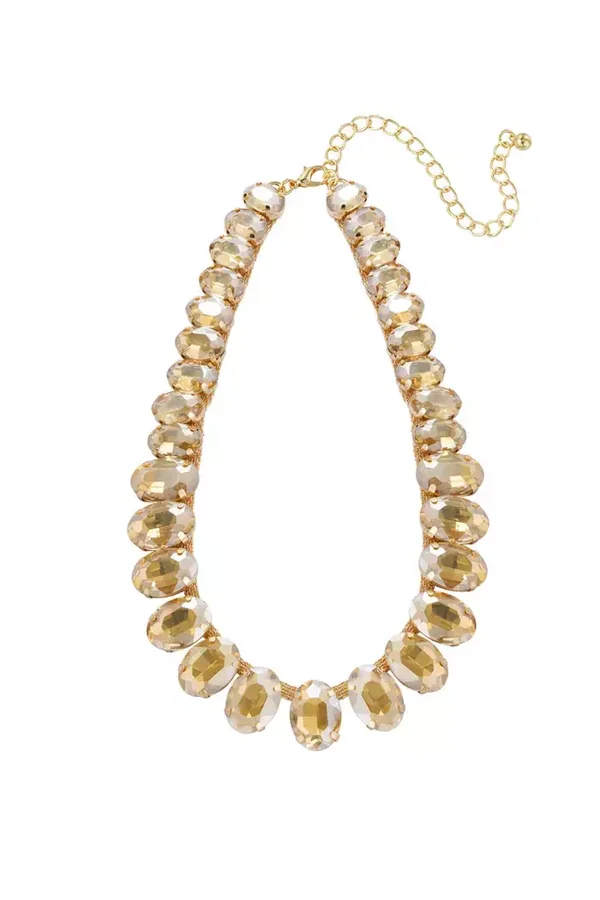 Ketting grote ovalen kralen - beige