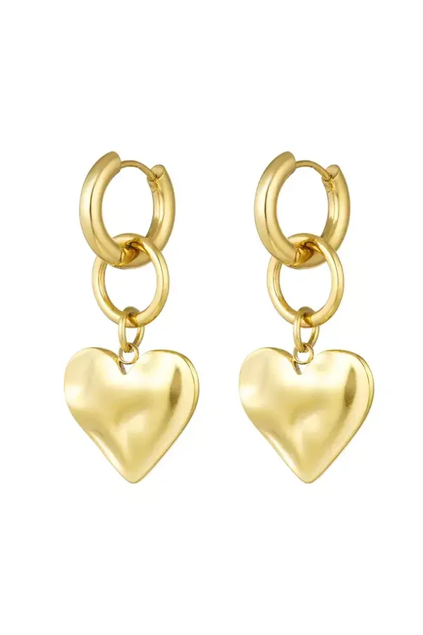 Oorbellen met hart bedel - goud