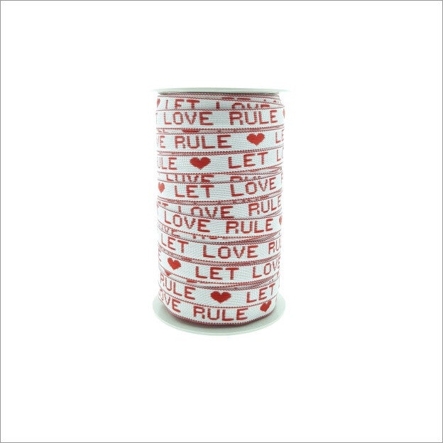 Lint met tekst " Let love rule" wit-rood