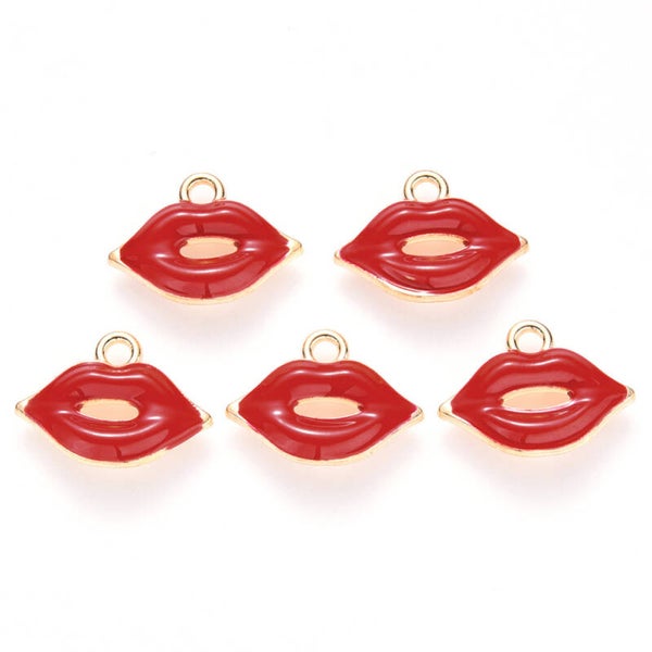 Emaille bedel lipjes rood