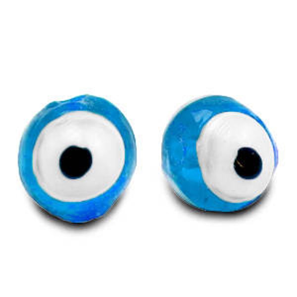 6 mm glaskraal Evil Eye Sky blue