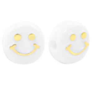Acryl Smiley Wit-Goud