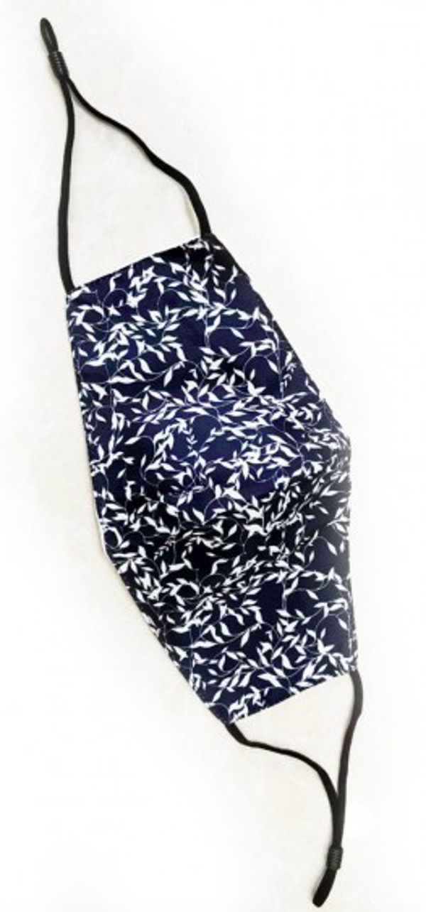 Mondkapje Blaadjesprint donkerblauw/wit