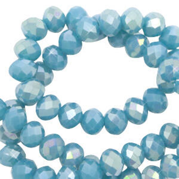 Facet kralen 3x2 mm Faded denim blue-half diamond shine coating (60 stuks) (65584)