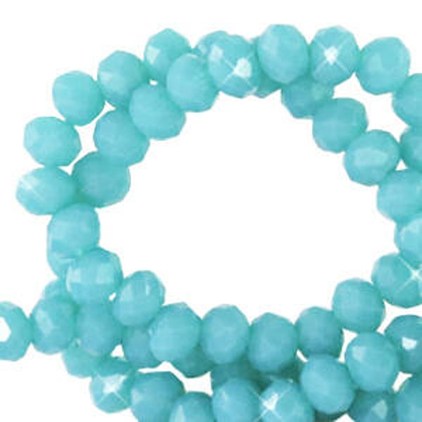 Facet kralen 4x3 mm disc Dark turquoise blue-pearl shine coating (50 St) (64202)