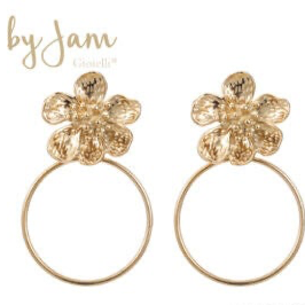 Bloem met cirkel oorbellen