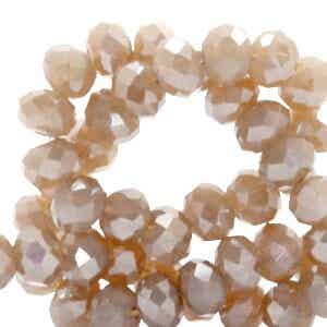 Facet kralen 4x3 mm disc Nude brown-top shine coating (50) (51591)