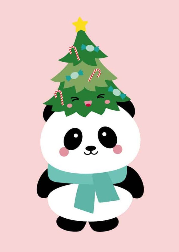 kerst panda kaart