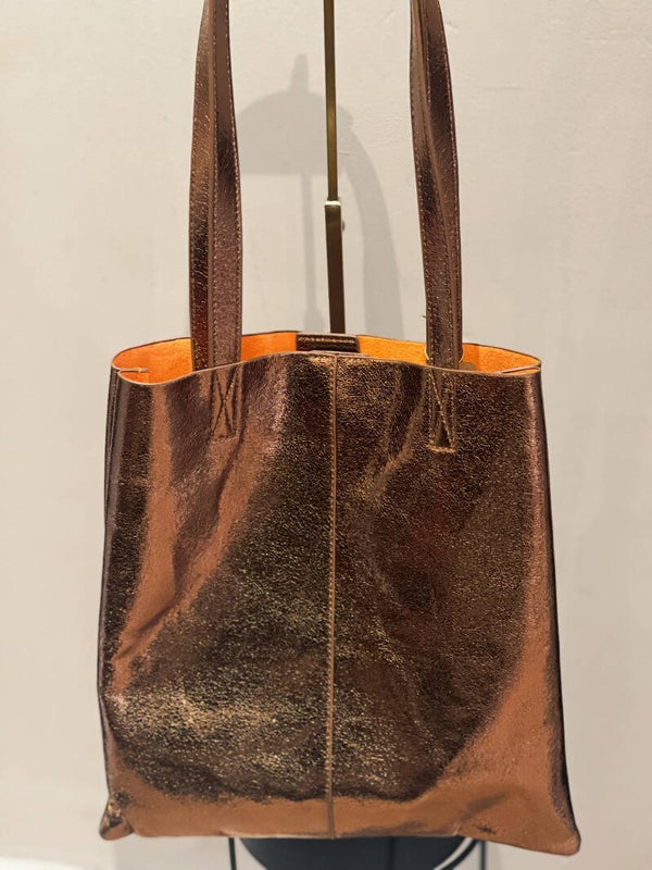 Metallic shopper, cognac
