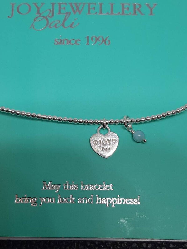 Armband Stay Safe joy logo turquise Joy Jewellery Bali