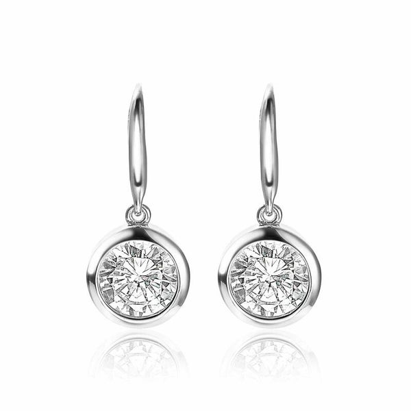 ZINZI zilveren oorhangers witte zirconia ZIO1