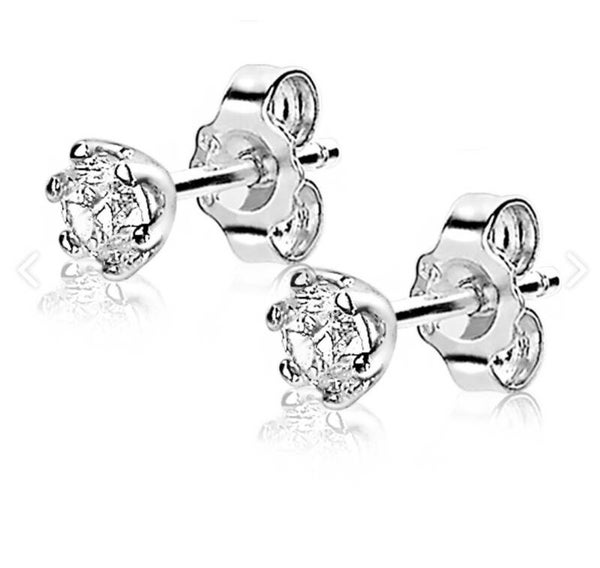 Zinzi zilveren oorknoppen 4,5 mm witte zirconia chatonzetting ZIO1984