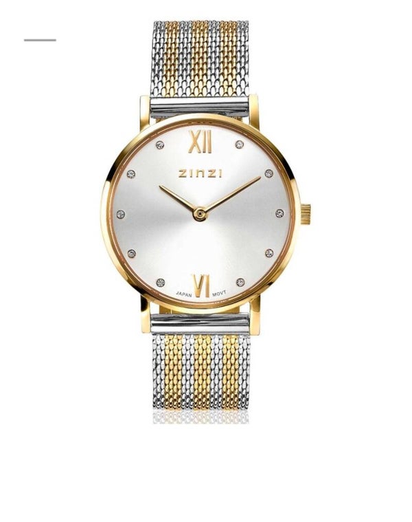 ZINZI horloge Lady Crystal Bicolor mesh ZIW633