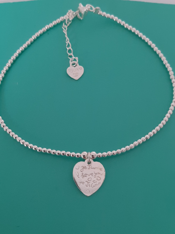 Enkelbandje Ti amo zilver, Joy Jewellery Bali