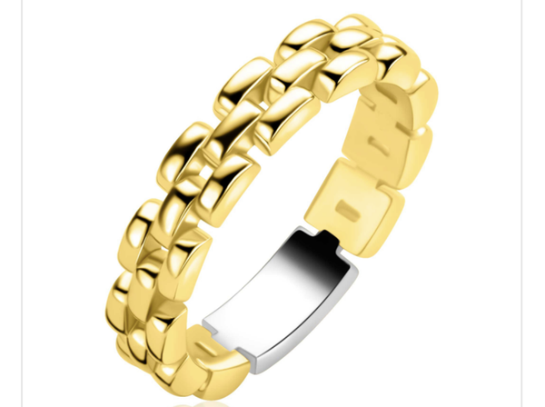 ZINZI zilveren  ring goudkl  rolex style  zir2556G